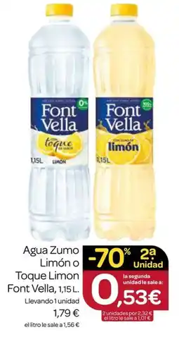 Supermercados El Jamón FONT VELLA Agua Zumo Limón o Toque Limon oferta