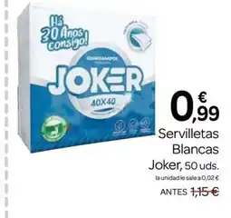 Supermercados El Jamón JOKER Servilletas Blancas oferta