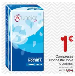 Supermercados El Jamón IFA UNNIA Compresas Noche oferta