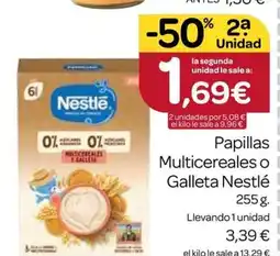 Supermercados El Jamón Papillas Multicereales o Galleta Nestlé oferta