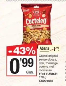 SPAR Fragadis FRIT RAVICH Cóctel original sense closca, chili, formatge, curry o mel i mostassa oferta