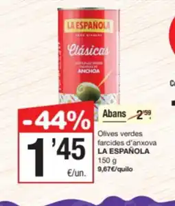 SPAR Fragadis LA ESPAÑOLA Olives verdes farcides d'anxova oferta