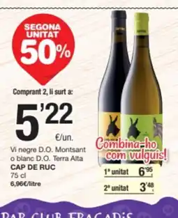 SPAR Fragadis CAP DE RUC Vi negre D.O. Montsant o blanc D.O. Terra Alta oferta