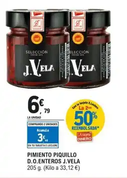 E.Leclerc J.VELA Pimiento piquillo d.o.enteros oferta