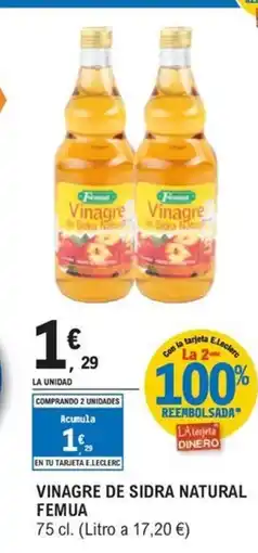 E.Leclerc FEMUA Vinagre de sidra natural oferta