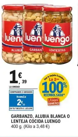 E.Leclerc LUENGO Garbanzo, alubia blanca o lenteja cocida oferta