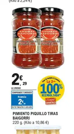 E.Leclerc BAIGORRI Pimiento piquillo tiras oferta