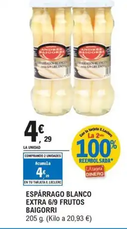 E.Leclerc BAIGORRI Espárrago blanco extra 6/9 frutos oferta