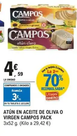 E.Leclerc CAMPOS Atún en aceite de oliva o virgen oferta