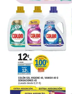 E.Leclerc Colón gel higiene 40, vanish 40 0 sensaciones 45 oferta