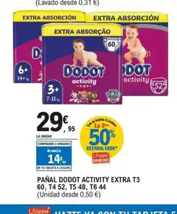 E.Leclerc DODOT Pañal activity extra t3 oferta