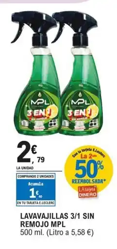 E.Leclerc MPL Lavavajillas 3/1 sin remojo oferta