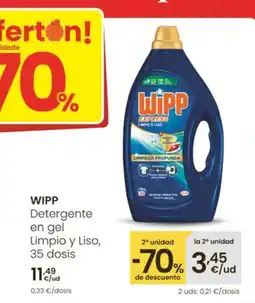 Eroski WIPP Detergente en gel Limpio y Liso, 35 dosis oferta