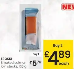 Eroski EROSKI Smoked salmon loin steaks oferta