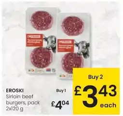 Eroski EROSKI Sirloin beef burgers oferta