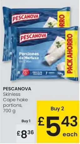 Eroski PESCANOVA Skinless Cape hake portions oferta