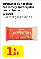 Alcampo Weider - tartaletas de chocolate con leche y mantequilla de cacahuete oferta