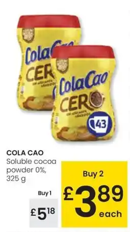 Eroski COLA CAO Soluble cocoa powder 0%, oferta