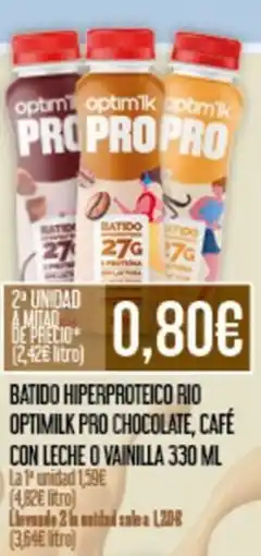 Claudio Batido hiperproteico rio optimilk pro chocolate, café con leche o vainilla oferta
