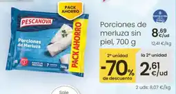 Eroski Porciones de Merluza sin piel oferta