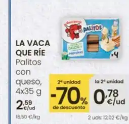 Eroski LA VACA QUE RÍE Palitos con queso oferta