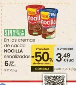 Eroski NOCILLA En las cremas de cacao señalizadas oferta