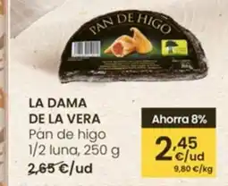 Eroski LA DAMA DE LA VERA Pan de higo 1/2 luna oferta