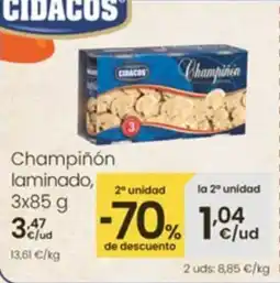 Eroski CIDACOS Champiñón laminado oferta