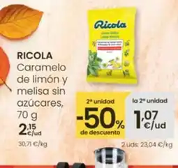 Eroski RICOLA Caramelo de limón y melisa sin azúcares oferta
