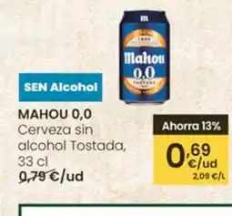 Eroski MAHOU 0,0 Cerveza sin alcohol Tostada oferta