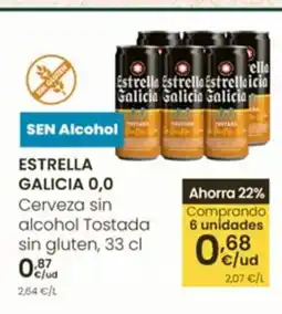 Eroski ESTRELLA GALICIA 0,0 Cerveza sin alcohol Tostada sin gluten oferta