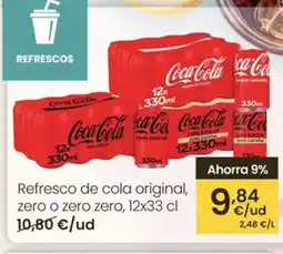 Eroski Refresco de cola original, zero o zero zero oferta