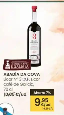 Eroski ABADÍA DA COVA Licor N° 3 I.X.P.Licor café de Galicia oferta