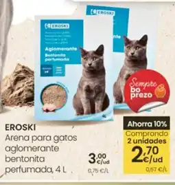 Eroski EROSKI Arena para gatos aglomerante bentonita perfumada oferta