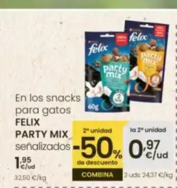 Eroski FELIX PARTY MIX En los snacks para gatos señalizados oferta