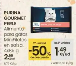 Eroski PURINA GOURMET PERLE Alimento para gatos MiniFiletes en salsa oferta