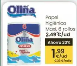 Eroski OLIÑA Papel higiénico Maxi, 6 rollos oferta
