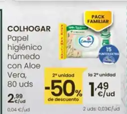 Eroski COLHOGAR Papel higiénico húmedo con Aloe Vera oferta