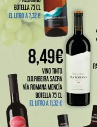 Vino tinto d.o.ribeira sacra vía romana mencía