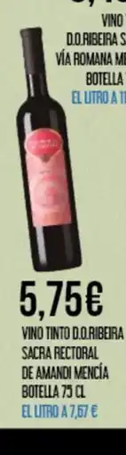 Claudio Vino tinto d.o.ribeira sacra rectoral de amandi mencía botella oferta