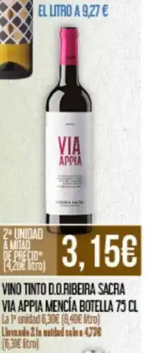 Claudio Vino tinto d.o.ribeira sacra via appia mencía botella oferta