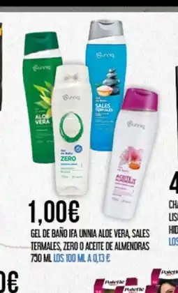 Claudio Gel de baño ifa unnia aloe vera, sales termales, zero o aceite de almendras oferta