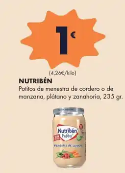 Supermercados Lupa NUTRIBÉN Potitos de menestra de cordero o de manzana, plátano y zanahoria oferta