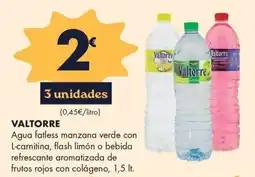 Supermercados Lupa VALTORRE Agua fatless manzana verde con L-carnitina flash limón o bebida refrescante aromatizada de frutos rojos con colágeno oferta