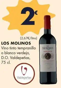 Supermercados Lupa LOS MOLINOS Vino tinto tempranillo o blanco verdejo, D.O. Valdepeñas oferta