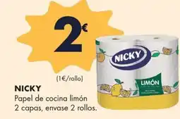 Supermercados Lupa NICKY Papel de cocina limón 2 capas, envase 2 rollos. oferta