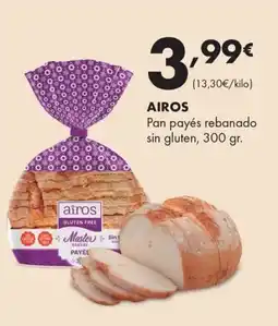 Supermercados Lupa AIROS Pan payés rebanado sin gluten oferta