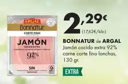 Supermercados Lupa BONNATUR de ARGAL Jamón cocido extra 92% carne corte fino lonchas oferta