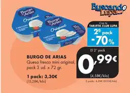 Supermercados Lupa BURGO DE ARIAS Queso fresco mini original oferta