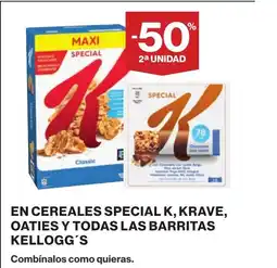 Supercor KELLOGG'S En cereales special k, krave, oaties y todas las barritas oferta